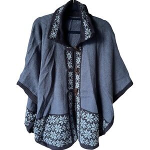 Womens‎ Soft Warm Alpaca Wool Blend Knitted Cape Coat Poncho Flowers Design